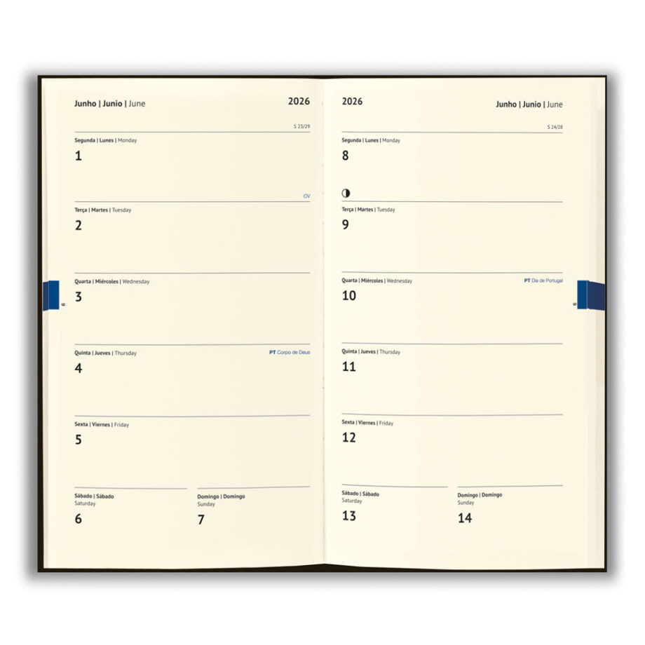 agenda de bolso bissemanal
