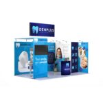 Stand modular para feiras 15m² com reservado, LED e gráfica personalizada