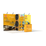 Estrutura modular 15m² com gráfica, porta e suporte de TV