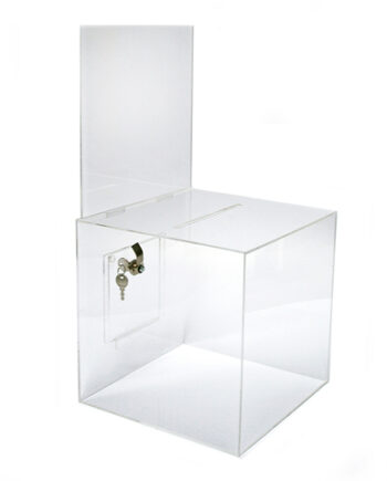 Caixa de sugestões em acrílico transparente para balcão